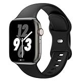 Sport Band Compatible with Apple Watch 38mm 40mm 41mm 42mm 44mm 45mm 46mm 49mm, Replacement Soft Silicone Strap Wristbands for iWatch Series 10/9/8/7/6/5/4/3/2/1 Ultra SE Women Men, Black