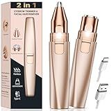 Eyebrow Trimmer Facial Hair Removal for Women: 2 in 1 Rechargeable Face Shaver and Eyebrow Razor - Painless Electric Hair Remover Device for Peach Fuzz Fine Hairs Upper Lip Chin