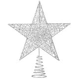 Christmas Tree Toppers Glitter Silver Star for Christmas Tree Decoration