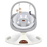 Baby Swings for Infants to Toddler, Electric Baby Swing with Remote, 5 Speeds, Bluetooth & Safety Lock for Newborns up to 20 lbs (Gray)