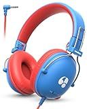 awatrue Kids Headphones, 74/85dB Safe Volume Limit, Stereo Sound, Wired On-Ear Headphones for Kids Boys Girls, 3.5mm Jack for Tablet, iPad, Kindle, YOTO Player, Airplane Travel, Blue