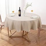 AUSSPVOCT Textured Linen 54 Inch Round Tablecloth Up to 36'' Tables, Waterproof Spill-Proof Fall Table Cloth Wrinkle Free Circle Dining Tablecover for Birthday Farmhouse Easter Holiday Party Decor