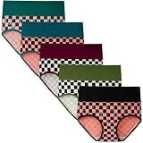INNERSY Women's High Waisted Underwear Cotton Panties Regular & Plus Size 5-Pack(Chessboard,3X-Large)