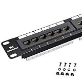 Cable Matters [UL Listed] 24 Port Patch Panel Rackmount or Wall Mount 19-Inch, 1U Cat6 Network Patch Panel for 10 Gigabit Ethernet, 110 or Krone Impact Tools Compatible