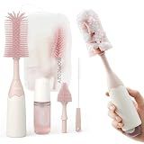 Momcozy Baby Bottle Brush Kit, Push-Press Foam Design, Pink