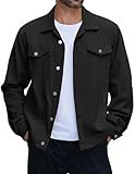 COOFANDY Men Black Denim Jacket Lightweight Trucker Shirt Jacket Soft Jean Button Up Coat