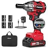 AVID POWER Impact Wrench, 1/2” Impact Gun Brushless Max Torque 332 Ft-lbs (450 N.m), 20V Cordless Impact Wrenches with 2.0 Ah Battery, 2 Variable Speeds, 4PCS Impact Sockets, Charger, Tool Bag