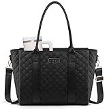 LOVEVOOK Teacher Tote Bag for Women, Quilted Work Tote Nurse Laptop Bag, Large Computer Shoulder Bags with Zipper for Travel