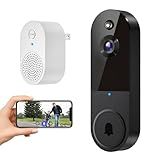 1080P Wireless Video Doorbell Camera with Chime Ringer, Night Vision, Cloud Storage, 2.4GHz Wi-Fi, Smart AI Human Detection, 2-Way Talk, Real-Time Alert, Battery Powered for Home Security (Black)