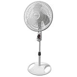 Lasko Oscillating Adjustable Pedestal Stand Fan with Timer and Remote for Indoor, Bedroom, Living Room, Home Office & College Dorm Use, 16 Inch, White, 1646