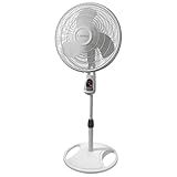 Lasko Oscillating Adjustable Pedestal Stand Fan with Timer and Remote for Indoor, Bedroom, Living Room, Home Office & College Dorm Use, 16 Inch, White, 1646