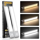 Under Cabinet Lights,76 LED Operated Motion Sensor Light Indoor,1500mAh USB Rechargeable Closet Lights, 2 Pack Magnetic Dimmable Closet Lights,Wireless Under Counter Lights for Kitchen, Stairs