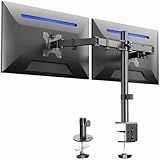 VIVO Dual Monitor Desk Mount, Holds 2 Computer Screens up to 30 inches and 22lbs Each, Heavy Duty Fully Adjustable Steel Stand with C-Clamp and Grommet, Black, STAND-V002