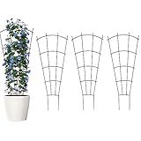 Thealyn 4 Pack 32'' Indoor Plant Trellis for Potted Plants Climbing Outdoor Metal Garden Trellis Houseplants Flowers Vine Ivy,Fan Shape, Black