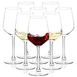 SHYRC Wine Glasses Set of 8, 12oz Clear Red/White, Long Stem Wine Glasses for Party, Wedding and Home