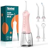 Nicefeel Water Flosser, Portable Water Flosser Cordless for Teeth, Orthodontic, Braces, Sensitive Gums, 5 Jet Tips & 3 Modes, Travel Oral Irrigator Rechargeable with 300ML Water Tank, IPX7 Waterproof
