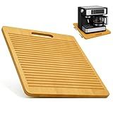 Pallyou Sliding Tray for Coffee Maker, Appliance Slider Bamboo with Rolling Rubber Wheels for Heavy Kitchen Appliances, Coffee Pot Slider Tray for Countertop(13"D x 16"W)