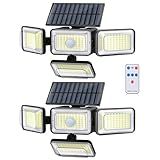 Mokot Solar Lights Outdoor, 288 LED 2800LM Motion Sensor Outdoor Light with Remote Control, 4 Heads IP65 Waterproof Solar Flood Security Lights for Outside Patio Wall -2PACK