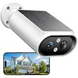 AlkiVision Solar Security Cameras Wireless Outdoor - 2K Night Color Vision Cameras for Home Security, AI Motion Detection, 360° View, Spotlight, 2-Way Audio, Siren, IP67 Waterproof, SD/Cloud Storage