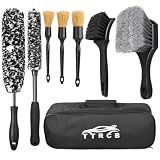 8Pcs Wheel Brush, Tire Brush, Wheel Cleaner Brush Set - 2 Soft Wheel Cleaning Brushes, Detailing Brush & Hard Tire Scrubber, Flexible and Durable Rim Cleaning Brush Kit for Wheels and Tires