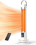 Aerozy Patio Heater for Outdoor Use, 32" Electric Space Heater Indoor, Portable Infrared Heater with 60-Degree Oscillation, Timer, Remote, for Patio, Gazebo, White