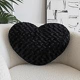 ZCNYCLAM Heart Pillow, Soft Heart Shaped Pillow with Room Decorative Throw Pillows for Bed Couch Chair Sofa, Heart Shaped Cute Throw Pillow Cushion for Bedroom Living Room (Black, Mini 12.9" x 9.8")