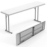 VINGLI 6 FT Narrow Folding Table,Premium Quality HDPE Material and Sturdy Metal Frame, Perfect for Buffet, Seminar, Party, Training, Home Work, White