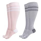 Momcozy Compression Socks for Women Wide Calf, 15-20mmHg Knee High Support Socks for Pregnancy, Nurses, Travel, Flying
