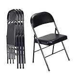 Karl home 4 Pack Black Folding Chairs with Padded Seats for Outdoor & Indoor, Portable Stackable Commercial Seat with Steel Frame for Events Office Wedding Party, 330lbs Capacity