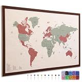 Vyvox World Map Pin Board with 500 Push Pins, 31.5" x 20" Felt Travel World Map with Pins, Aesthetic Push Pin Map Wall Art for Home, Office & RV Décor, Interactive Travel Tracker & Unique Gifts for Travelers