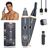 Mendaping Nose and Ear Hair Trimmer for Women Men,2 in 1 LED Display Eyebrow Hair Trimmer with USB Rechargeable,2026 Portble Waterproof Facial Hair Removal with Dual-Edge Blades for Travel (Black)