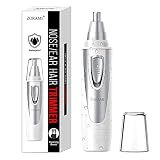 Ear and Nose Hair Trimmer Clipper - 2026 Professional Painless Eyebrow & Facial Hair Trimmer for Men Women,Battery-Operated Trimmer with IPX7 Waterproof,Dual Edge Blades for Easy Cleansing White