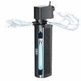 COOSPIDER Aquarium Filter with 7W U-V Light 300GPH for 75-200 Gallon Tank