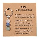 GINAZL New Beginnings Gifts for Women, Natural Crystals Keychain Coworker Leaving Gift for Women Going Away Gift for Friends Farewell Gifts for Coworkers Divorce Souvenir (NB)