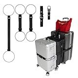 Luggage Straps 3 PCS for Suitcases TSA Approved 2 Short & 1 Long Adjustable Straps with Elastic Thick Rope for Connecting Suitcases and Bags Stably with Strap Buckle and Bottle Buckle Clip, Black