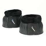 Shires Arma Overreach Fleece Bell Boots - Durable Gum Rubber with SupaFleece Trim and Double Velcro Black/Full