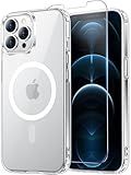 Temdan for iPhone 12& iPhone 12 Pro Case Clear with Screen Protector, Compatible with Magsafe, Anti-Yellowing, Military-Grade Protection, Shockproof Slim Magnetic Phone Case Cover, Transparent