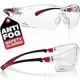 NoCry Clear Safety Glasses for Men and Women with Anti-Fog and Scratch Resistant Wrap Around Lenses, Adjustable Temples and Nose Pads — ANSI Z87 Certified Protective Eyewear with 100% UV Shielding