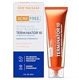 AcneFree Terminator 10 Acne Spot Treatment with Benzoyl Peroxide 10% Maximum Strength Acne Cream Treatment, 1 Ounce - Pack Of 1