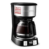 Gourmia GCM3518 5-Cup Programmable Drip Coffee Maker, Brew Later Timer, Adjustable 4-Hr Keep Warm, Pause & Serve, Freshness Timer, 700 W Compact Glass Carafe, EZ-View Water Window
