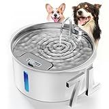 Pektaco Dog Water Fountain for Large Dogs, 1.8Gal/7L Pet Water Fountain, Dog Water Bowl Dispenser with Viewing Window & LED, Super Quiet, Stainless Steel Tray Easy Clean BPA-Free