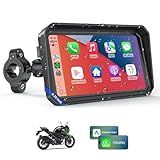 WonVon 6.25 Inch Wireless Motorcycle Carplay GPS Navigation System with Apple Carplay and Android Auto Portable Screen with Dual Bluetooth, Navigation, Siri, Google Assistant with Magnetic Mount