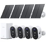 aosu 2K Solar Security Cameras Wireless Outdoor System, 4-Cam-Kit