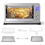 TOSHIBA AC25CEW-SS Large 6-Slice Convection Toaster Oven Countertop, 10-In-One with Toast, Pizza and Rotisserie, 1500W, Stainless Steel, Includes 6 Accessories