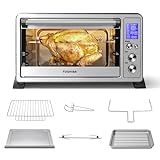 TOSHIBA AC25CEW-SS Large 6-Slice Convection Toaster Oven Countertop, 10-In-One with Toast, Pizza and Rotisserie, 1500W, Stainless Steel, Includes 6 Accessories