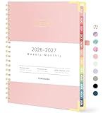 Forvencer Academic Planner 2026-2027, Hardcover Calendar Planner Weekly & Monthly, July 2026 - June 2027, 8.5" x 11", Daily Agenda with Tabs, College School Organizer for Student Teacher, Pink