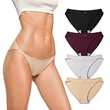 REORIA Sexy Cotton Underwear for Womens Cheeky High Cut Breathable String Bikini Panties Briefs 4 Pack