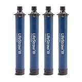 LifeStraw Personal — Water Filter for Hiking, Camping, Travel, and Emergency Preparedness, 4 Pack, Navy