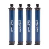 LifeStraw Personal Water Filter for Hiking, Travel and Emergency, Navy, 4 PK