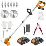 JYGMPRO 21V String Trimmer Cordless - Battery Powered Weed Wacker, 2 X 2.0Ah Battery and a Charger, Grass Trimmer, Brush Cutter and Edger Lawn for Garden/Yard